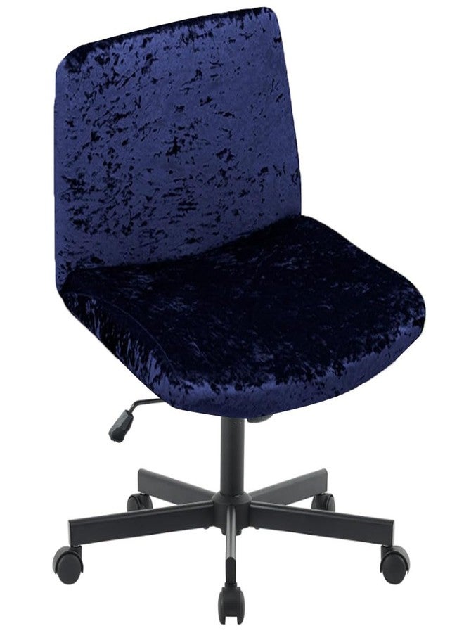 Levoberg Armless Criss Cross Office Desk Chair Cover Stertch Vanity Desk Chair Slipcovers Cross Legged Wide Chair Covers Accent Mid Back Wide Seat Swivel Task Chair Protector Navy - Image 1